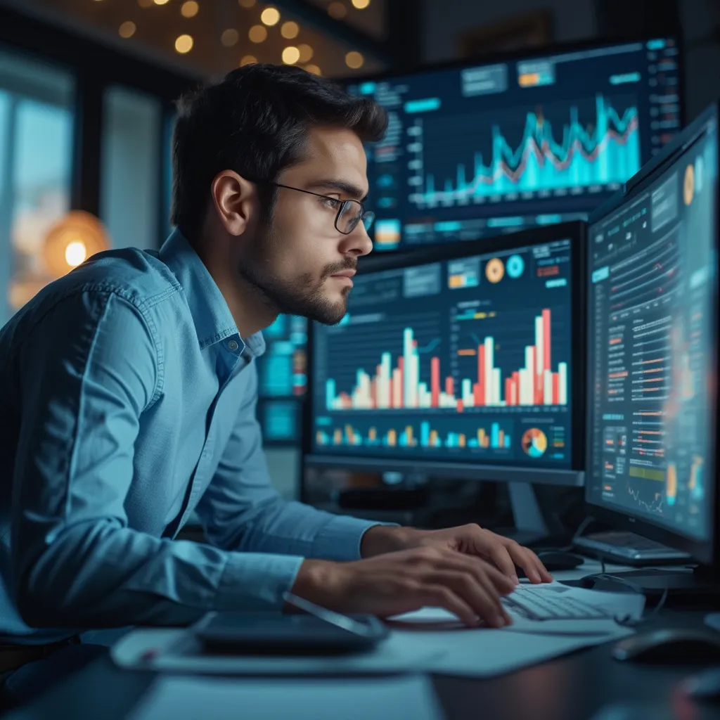Analista revisando datos financieros